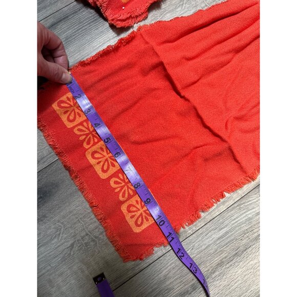 70-80's Orange Floral Cloth Napkins Set of 4 Table Linens - Picture 3 of 5